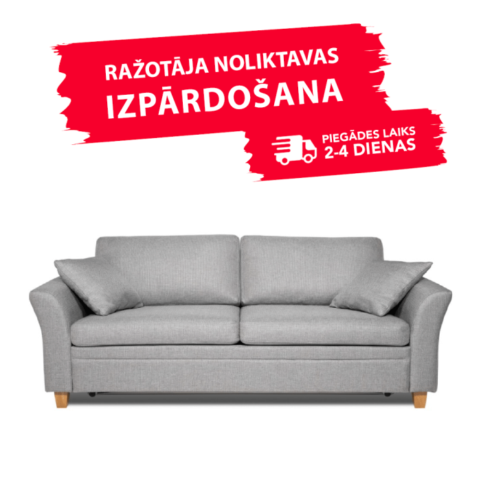 Sofa SONIA (Dvigulė, ištraukiama) (Pilka)